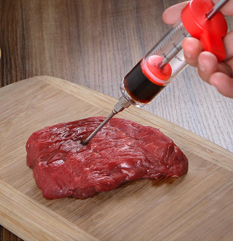 Flavor Needle BBQ Meat Injector Spice Marinade Syringe Stainless Steel Pork Steak Meat Sauces Syringes Kitchen Tools TMZ