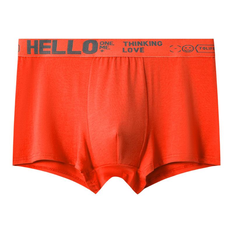 Men's Cotton Underwear Mid Waist Breathable Solid Color Underwear Men's Autumn Underwear