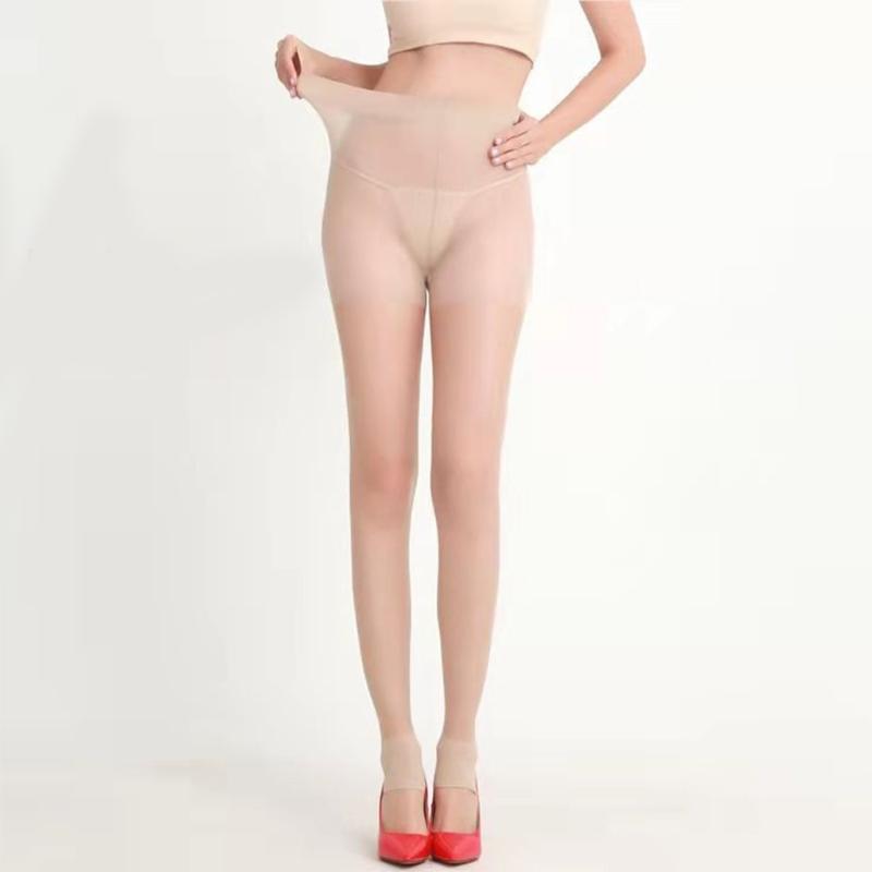 Women Summer Ultra Thin Sheer Footless Stirrup Tights Stockings Solid Color Control Top Silk Pantyhose Dance Leggings