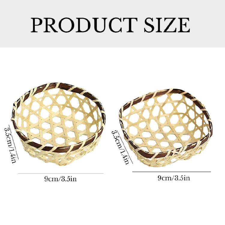 Set Of 2 Miniature Bamboos Baskets for Elegant Table Decoration Household Handmade Woven Tray Small Decorative Basket