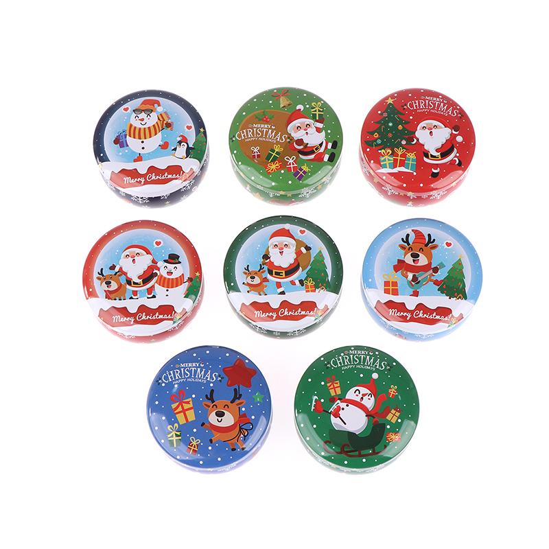 1pcs Christmas Gift Box Metal Tin Candy Cookie Packaging Box Containers Kids New Year Gift Decor Xmas Party Supplies