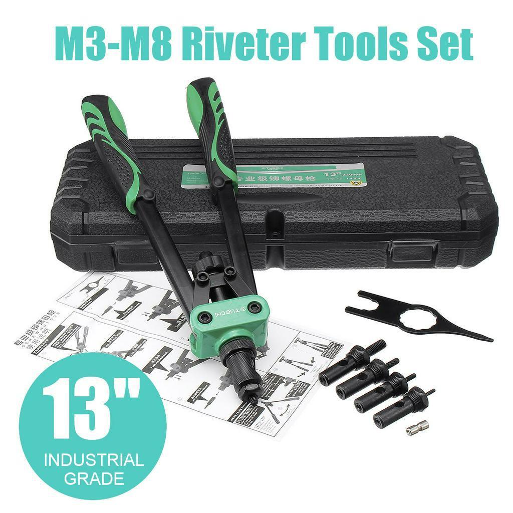 M3-M8 Riveter Tools Set 13'' Riveter Guns Nut Hand Riveting Kit Nutsert Insert Rivnut Accessories DIY Hand Tool Sets Repair Tool