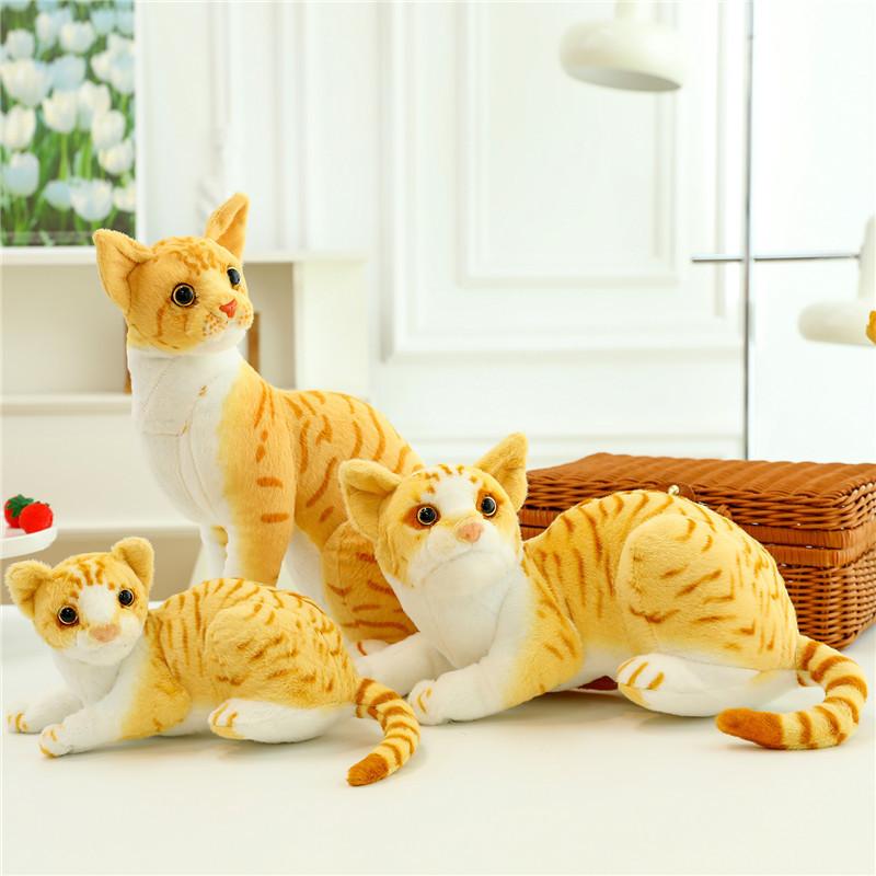 Realistic Plush Cat Toy Lifelike Short Hair Kitten Stuffed Animal Doll Wholesale