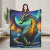 Colorful Dragon Theme Flannel Blanket In The Forest, Soft, Warm, Machine Washable, All Seasons,Suitable For Bedroom,Car, Outdoor