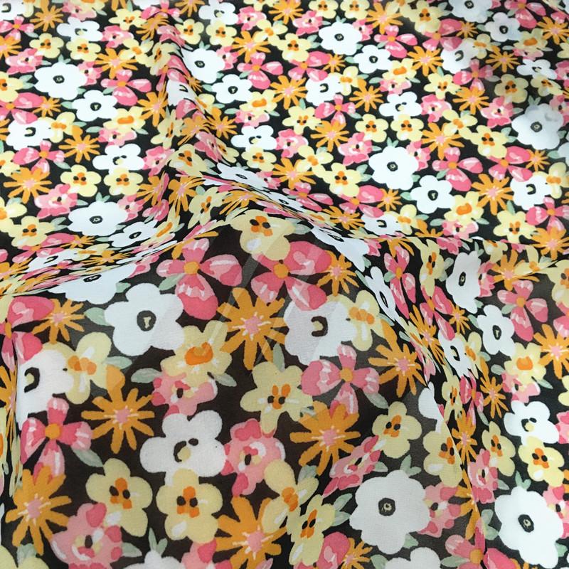 100x150cm Micro-transparent Floral Pearl Chiffon Fabric for Clothes Dress Shirt Diy Sewing Flower Printed Cloth Soft