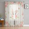 Oster-LKW Hase Schmetterling Kirschblüte Transparente Vorhänge für Wohnzimmer Voile-Vorhang Schlafzimmer Tüllvorhänge Fensterdekoration