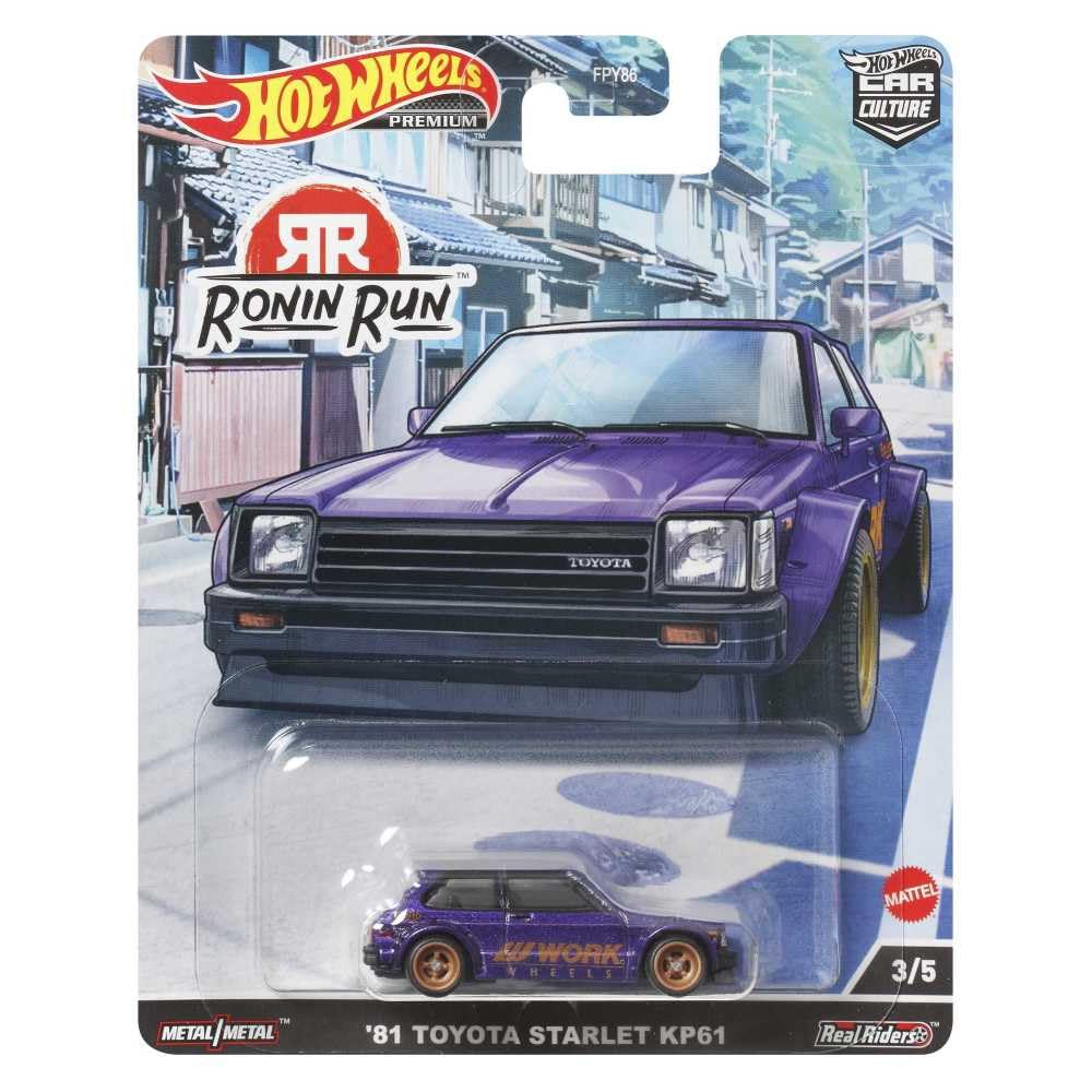 Hot Wheels Car Culture Ronin Run - '81 Toyota Starlet KP61 (Ages 3 and up) HCK11 Purple 1/64 Scale Model