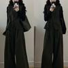 2026 Dreiteiliges Wollset für Damen in Übergröße: Herbst/Winter Basishemd, Weste und Hose