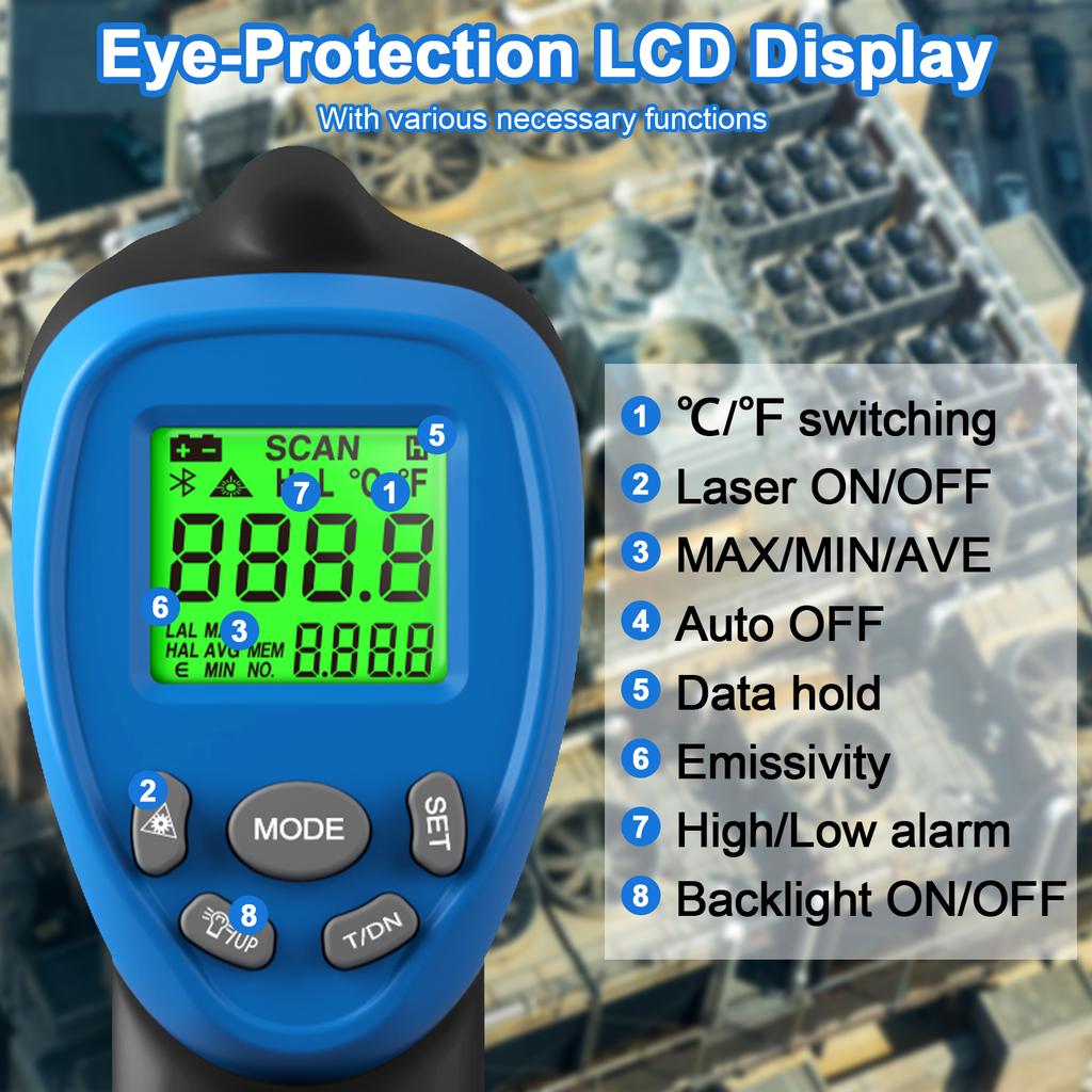 No-contact Infrared Thermometer Digital Thermal Imager , High Accuracy Industry Pyrometer Humidity Ambient Meter