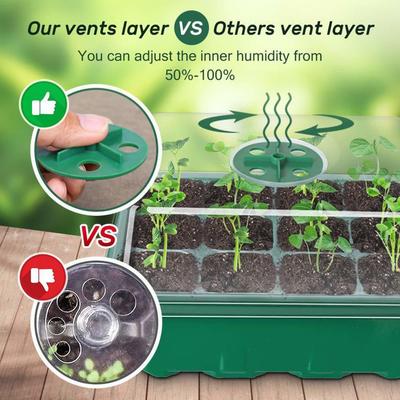 6/12Cells Seeds Starter Tray Seeds Germination Adjustable Humidity Vent Plant Nursery Box Bonsai Seedlings Growing For Gardening