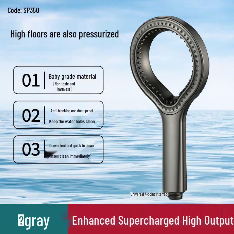 Ring-shaped High-Pressure Handheld Shower Head with Large Water Output