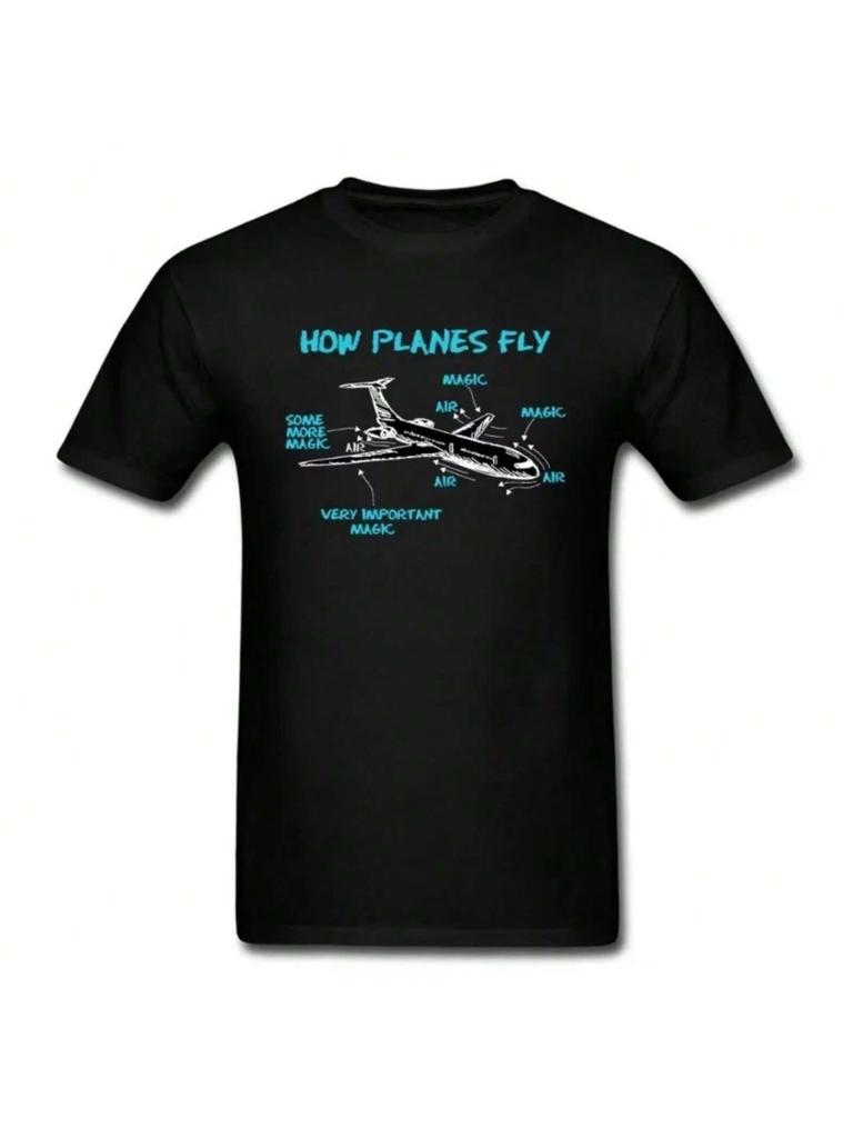 Engineer Mechanical Plane How To Fly Schematic Summer Fashion Loose Crew Neck Casual Sports unisex's And Wounisex's Graphic T-Shirt