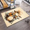 Stylish Drum Set Design Carpet with Orange and Black Patterns, Music Decor Suitable for use as an anti-slip for living room bedroom sofas