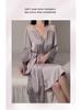 Silky Satin Lace Pajama Set with Chest Pad and Outer Robe - P4105