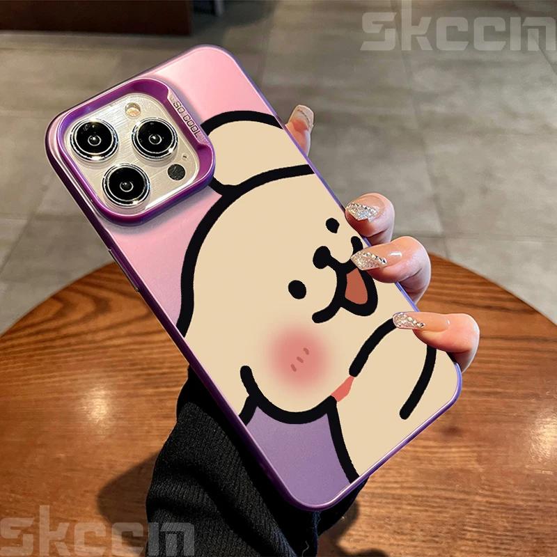 Милый щенок гальваническое серебро чехол для телефона для iPhone 11 12 13 14 15 16 Pro Max X XS XR 7 8 Plus мультяшный парный жесткий чехол