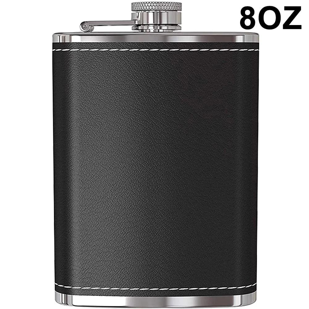 

1Pc 8oz Portable Stainless Steel Hip Flask Flagon Whiskey Wine Pot Leather Cover Bottle Funnel Travel Tour Drinkware Wine Cup