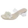 2025 new summer fairy wind flower one-word slippers female summer wear fashionable versatile niche thick heel cool slippers