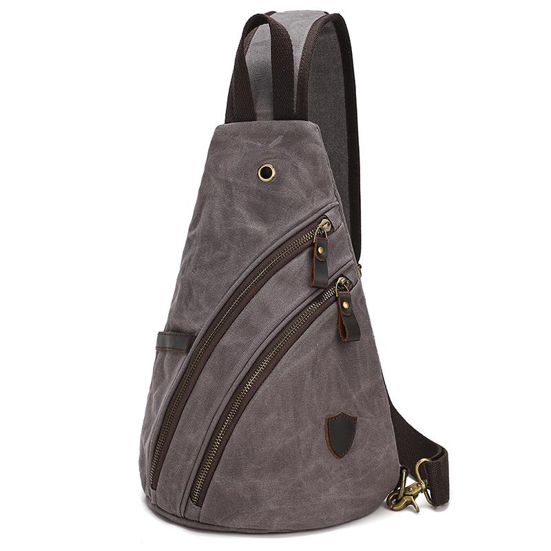 Retro men s canvas breast bag, shoulder messenger bag, casual multi-functional men s small backpack.