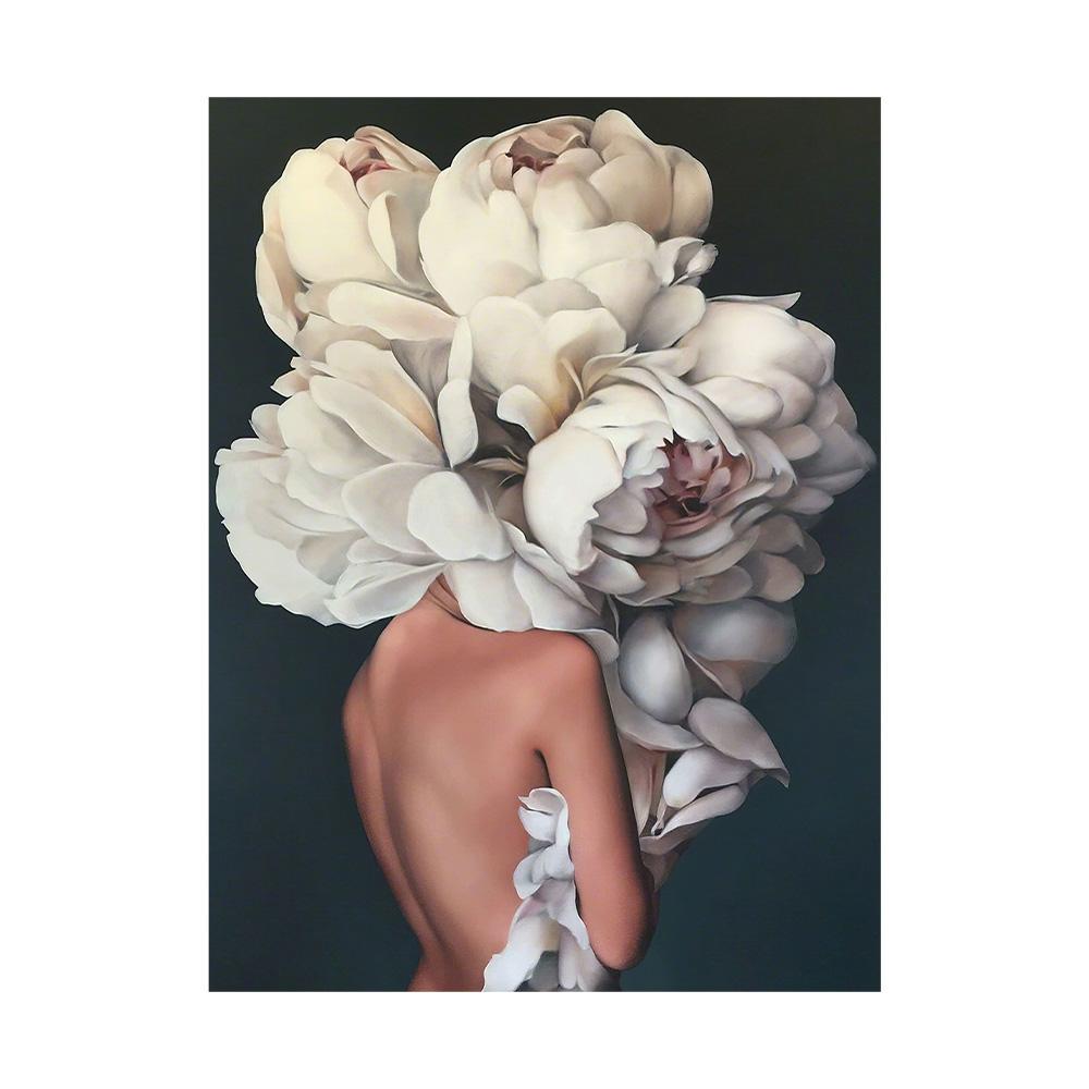 Nordic Flowers Head Woman Canvas Paintings On the Wall Art Posters And Prints Feather Girls Wall Pictures Home Decoration