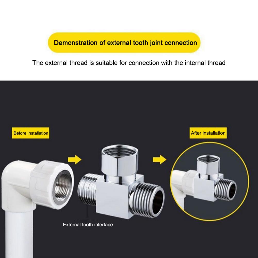 3-Way G1/2 Outlet Shower Diverter Valve T-Adapter Shower Hose Tap Splitter Brass Bathroom Faucet Water Separator Tap Connector