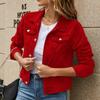 Autunno Moda Donna Giacca di jeans Vintage Casual Manica lunga Jean Giacche Donna Solido Abbottonatura Tasca Cappotto invernale sottile 29029