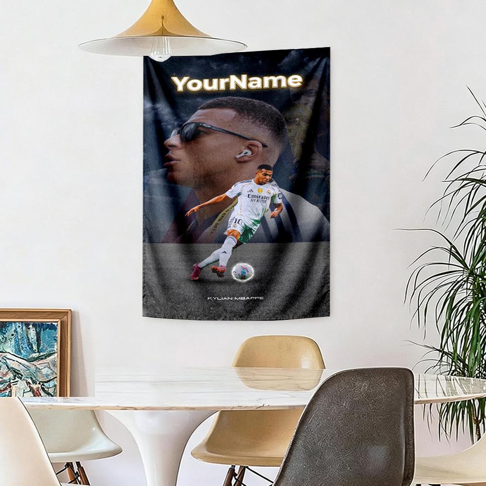 Mbappe Custom Your Name Wall Decor Tapestry Art For Pet Memorial Birthdaywedding Party Backdrop Family Gift