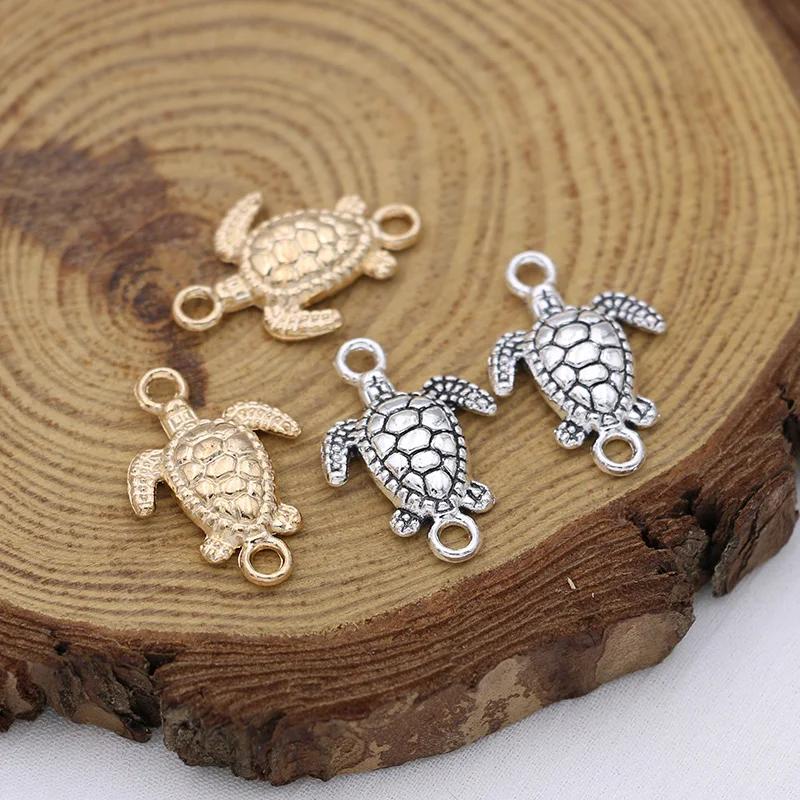 10Pcs Silver Plated Turtle Tortoise Charm Connectors For Jewelry Making Bracelet Findings Accessories Diy Craft