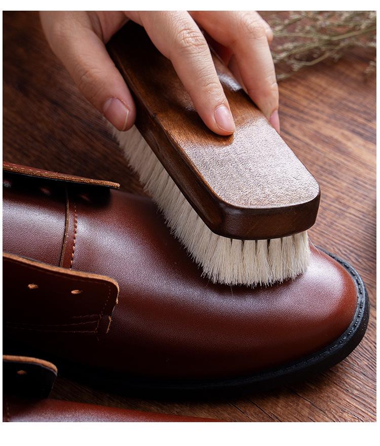High-Grade Wool Shoe Brush with Super Soft Bristles - Safe for Cleaning Leather Shoes and Bags