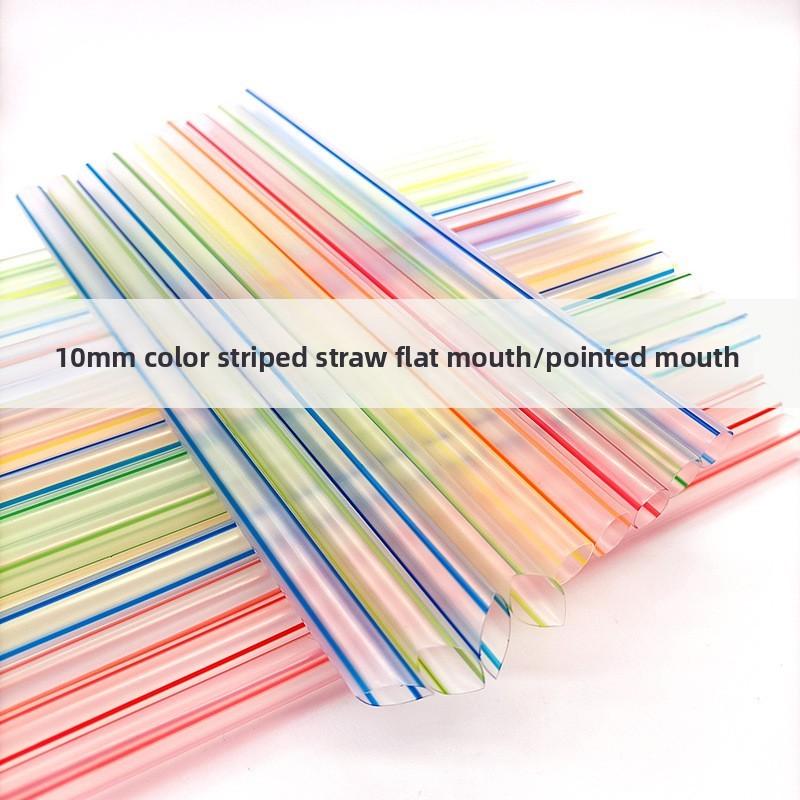 Food Grade Plastic Bubble Tea Straws With Colorful Stripes For Beverage Shops And Home Use