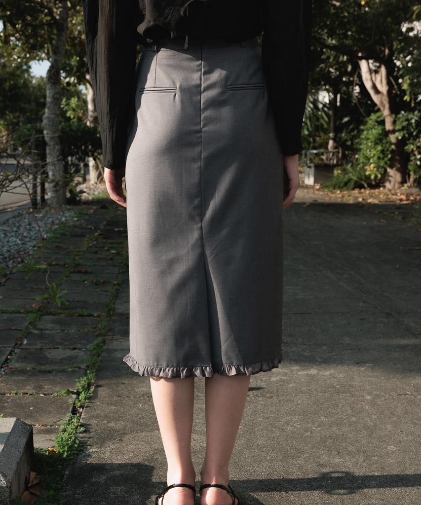 DEHEVE Strap Point Frill Skirt [Gray]