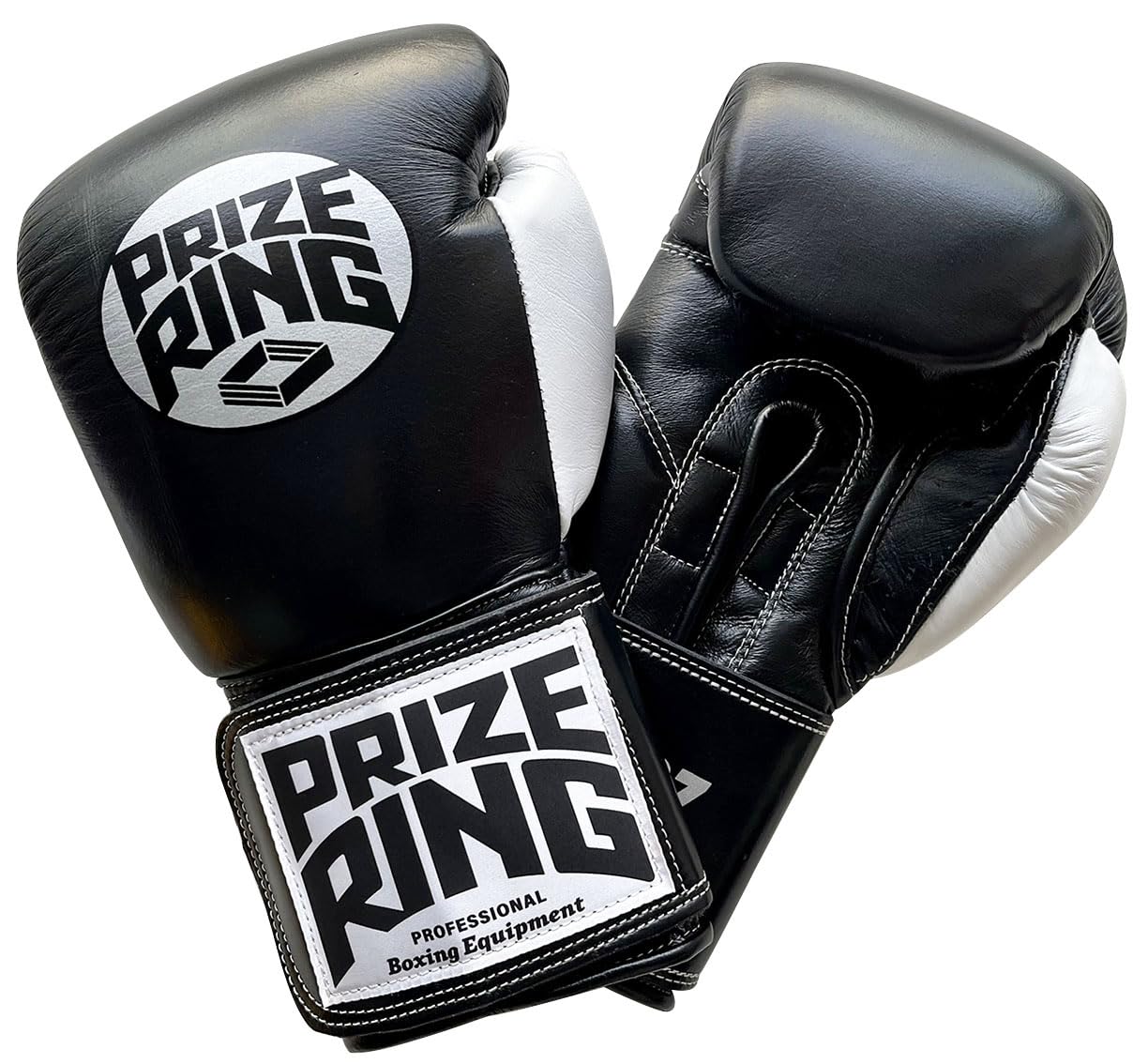 

PRIZE RING Genuine Leather Boxing Gloves Professional 5.0 10oz/12oz Black/White (10oz) чорний
