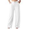 Women's Fashion Solid Color Casual Trousers Wide Leg Pants Loose Cotton And Linen Trousers