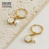 18K Gold Titanium Steel Minimalist Pearl Drop Earrings for Women - Non-Fading, Elegant Fashion Accessory