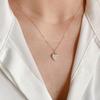 Süßer Anhänger aus S925-Silber, 18 Karat vergoldet, mit Zirkonia-Herz, vielseitige Schlüsselbein-Kette für Damen.