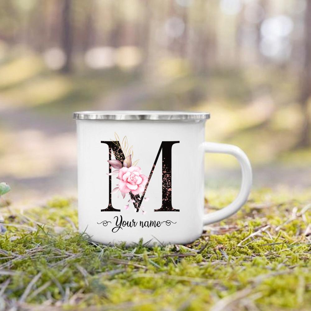 Personalized Mug Initial with Name Cup Custom Tea Coffee Hot Chocolate Mugs Wedding Bride Bridesmaid Mothers Day Gifts for Her