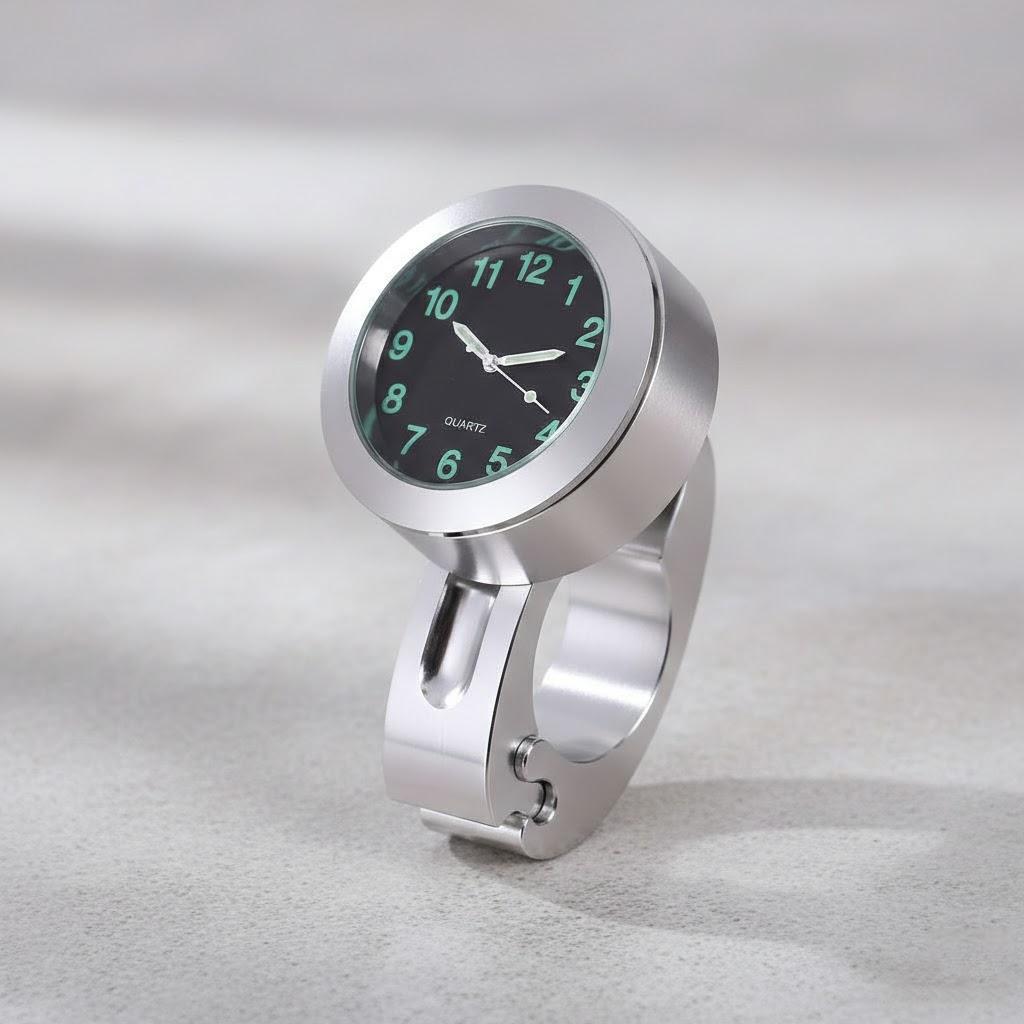 

Waterproof Luminous Motorcycle Watch Handlebar Mount Clock for Motorcycles Electric Vehicles Weatherproof Bike Accessories серебряный