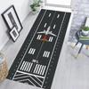 Alfombra Runner Larga para Pista de Aeropuerto, Antideslizante, Lavable, Alfombrilla de Cocina, Base Negra con Gráfico de Avión, Alfombra para Pasillo, Recibidor