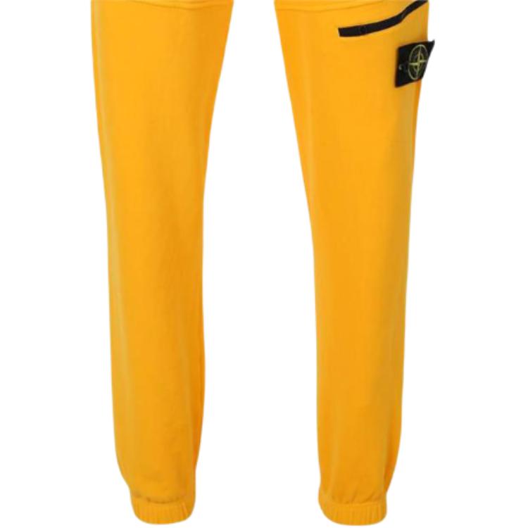 Stone Island Logo Label Elastic Waist Mid Rise Fitted Knit Sweatpants Men bottoms Yellow 771561251-V0030