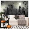 Ein Stück ein Halloween-Nacht Vollmond-Hintergrund ein düsterer Wald-Grab-Hintergrund ein furchterregendes Friedhofs-Geisterparty-Banner