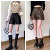 Black Hot Woman Short Pants Baggy Elastic Waist Shorts Fashion High Waist Leather Shorts  Summer