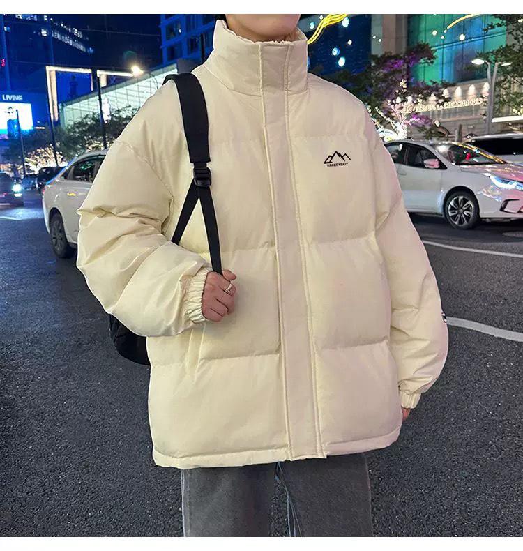 Men's Winter Oversized Cotton Puffer Jacket with Stand Collar - Trendy and Thickened for Couples