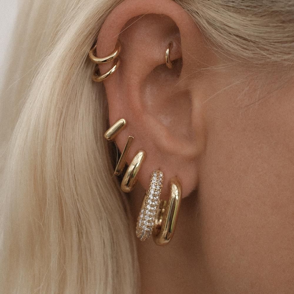 Modische CZ Zirkon Runde Huggie Creolen für Damen Geometrische U-Form Ohr Schnallen Creolen Vergoldeter Edelstahl Schmuck