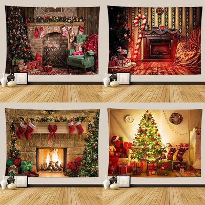 Arazzo per albero di Natale, regalo di Natale, caminetto, decorazione natalizia per la fattoria, coperta da cucina, decorazione da parete Feliz Navidad