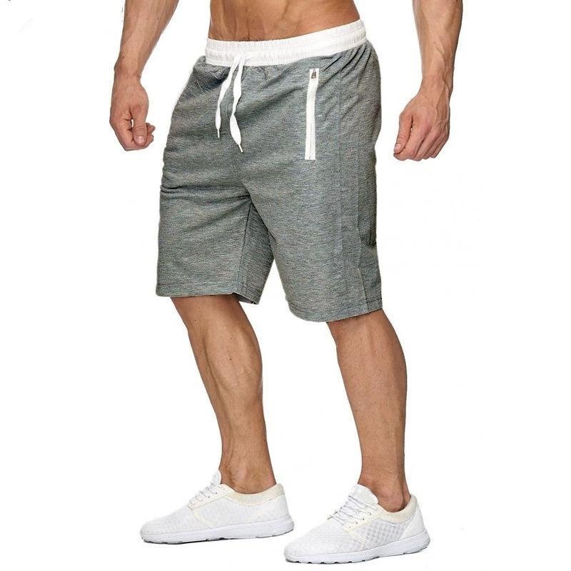 

Summer Men s Beach Shorts Sports Short Pants ComfortJogging Breathable Shorts Men Zipper Pockets Loose Running Sports Shorts XS серый