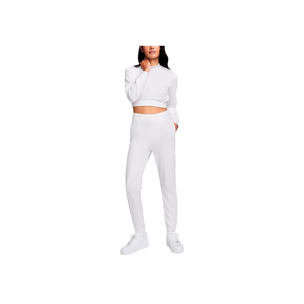 Nike Pure Color Comfortable And Simple Skin-Friendly Mid-Waist Knitted Sports Pants Women Bottoms White FN2435-051