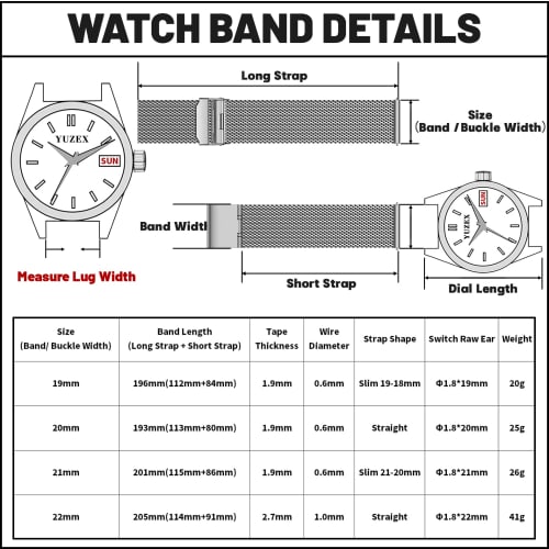 YUZEX Pure Titanium Watch Band for Men and Women, 21mm Quick Release Mesh Watch Strap, Soft, Lightweight, Skin-Friendly, Adjustable, Ventilated Titani