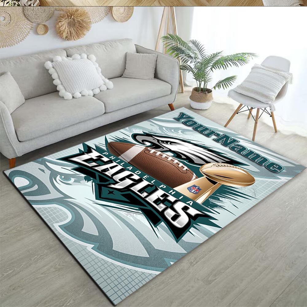 Philadelphia Eagles Personalized Text Area Rug Perfect For Living Rooms Decorate Room Entryway Balcony Antislip Rug Office Home Decor