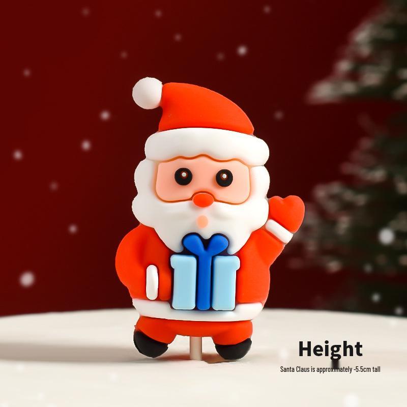 Popular Soft Glue Christmas Cake Ornaments: Santa Claus & Snowman Inserts for Holiday Party Desserts