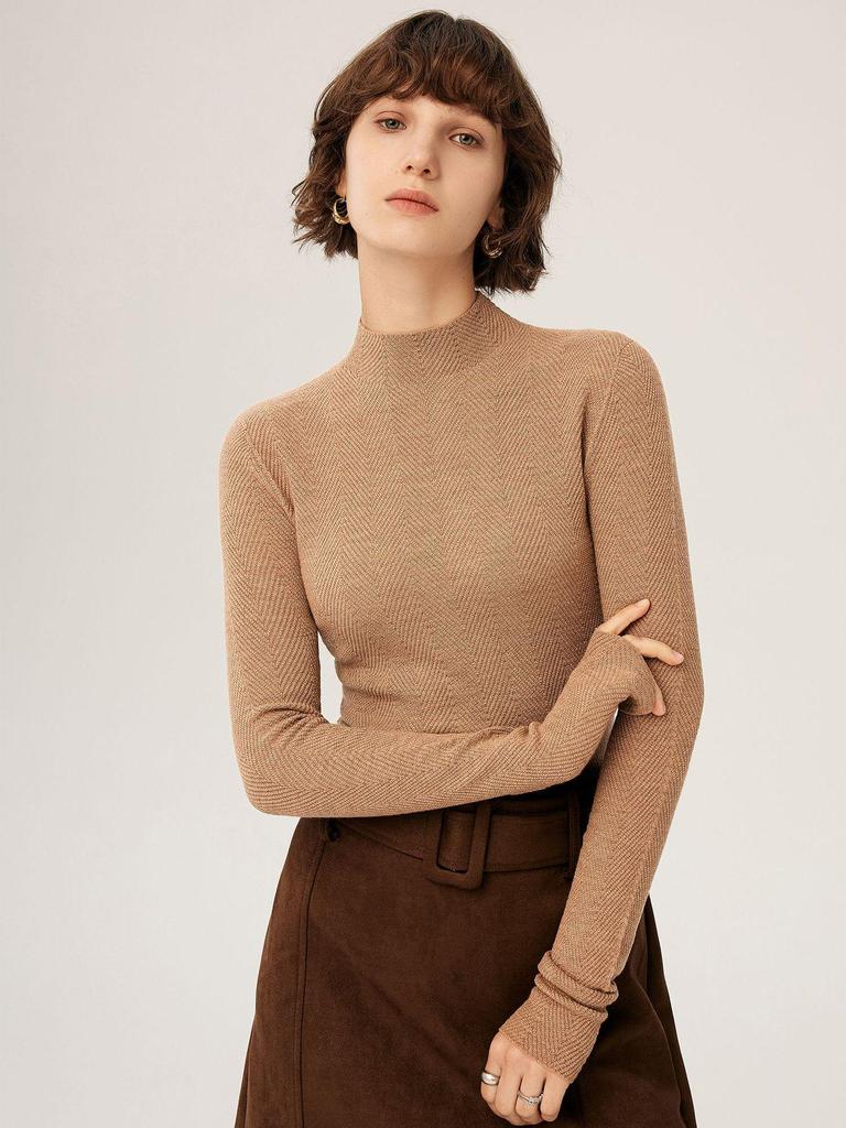 Women's Slim Fit Fine Wool Turtleneck Sweater - Autumn/Winter Collection