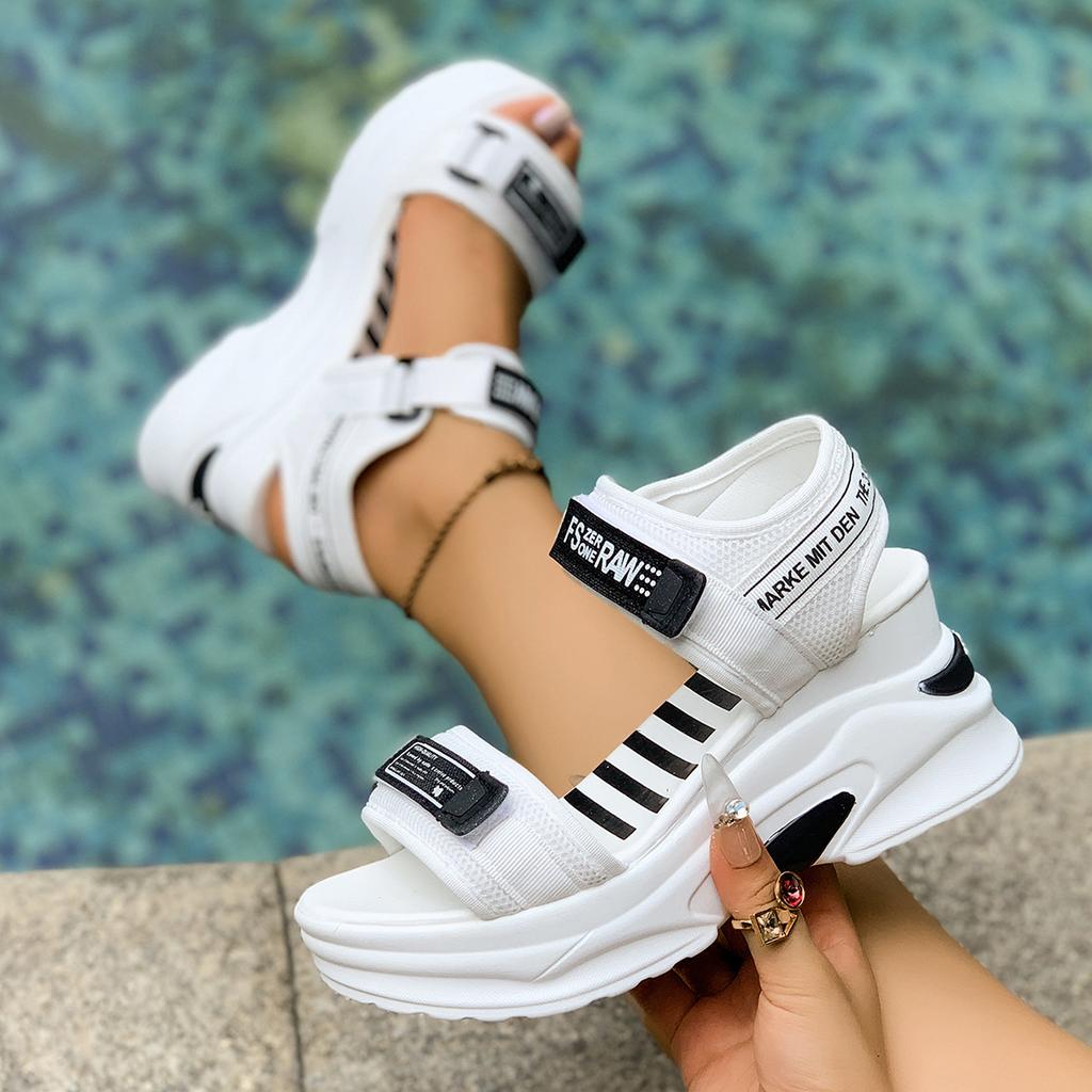 Fashion New Casual Women Beach Slope Shoes Women Mid Heels Sports Beach Sandals Girl Fashion Ladies Sandals Platform Wedge Heels Shoes